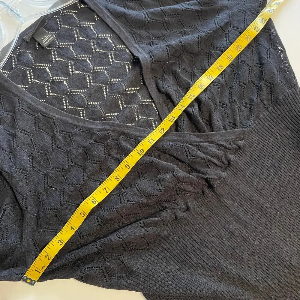 Lane Bryant Pointelle Sweater Womens Size 18/20 Black V-Neck Flattering 2X - Picture 6 of 8
